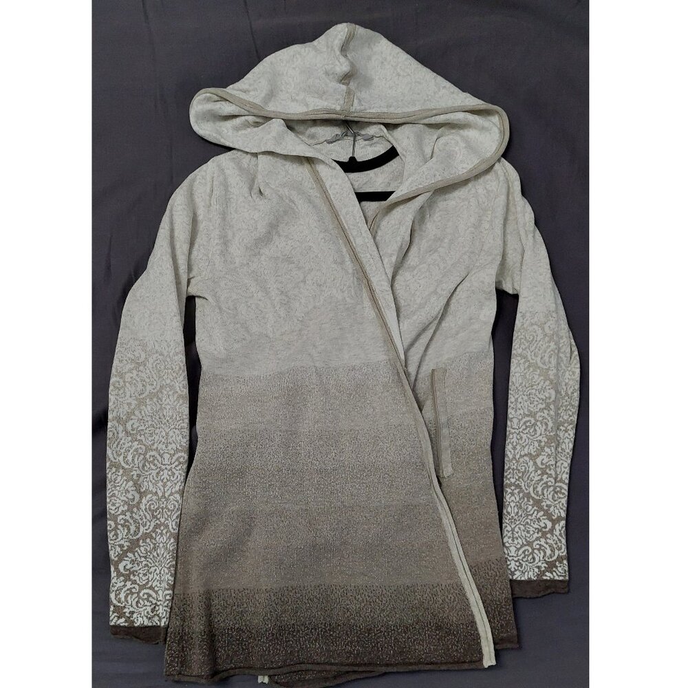 Vintage Athleta Organic Cotton Ombre Asymmetrical Knit Wrap Hoodie Cardigan